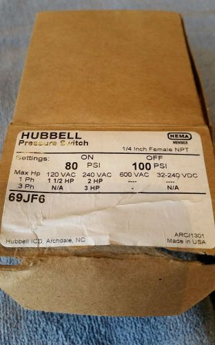 NEW HUBBELL PRESSURE SWITCH 80-100 PSI  69JF6