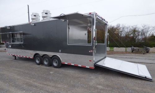 Concession Trailer Gooseneck Charcoal Gray 8.5 X 36 BBQ Smoker Event Catering