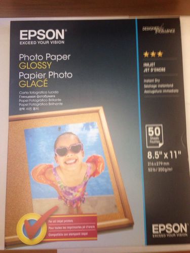 Epson Inkjet Photo Paper, Glossy, 52 lb, 8.5&#034;x11&#034;, 50/PK, White • Brand New