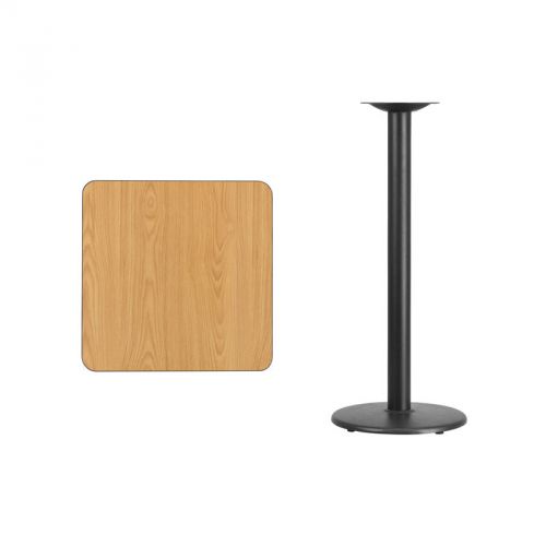 24&#039;&#039; Square Natural Laminate Table Top with 18&#039;&#039; Round Bar Height Table Base