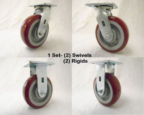 6&#034; x 2&#034; swivel caster polyurethane wheel (2) &amp; rigid (2) 720 lbs each tool box for sale