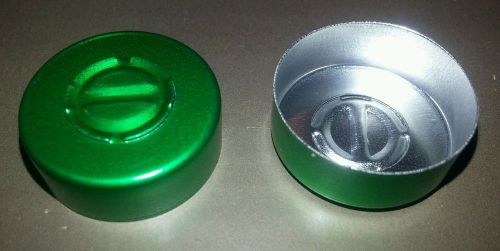 20mm aluminum center tear serum vial seals - green - 50 pack for sale