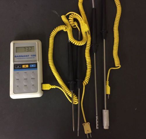 BARNANT 100 THERMOCOUPLE THERMOMETER 600-2820 With 4 Probes