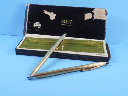 Ballpoint pen and pencil Cross Gold Filed 12 KT, used