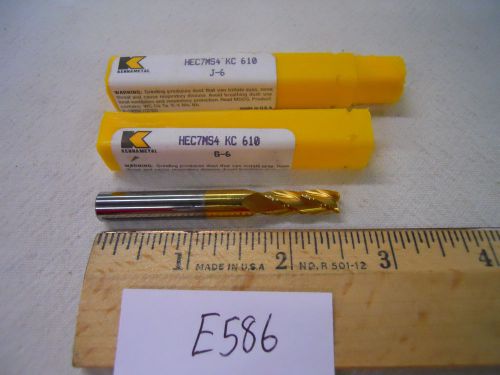 2 NEW KENNAMETAL 7 MM DIAMETER CARBIDE ENDMILL. 4 FL. KC 610 COATED. USA E586