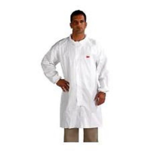 3m disposable lab coats size large white w/ zipper front knit cuffs for sale
