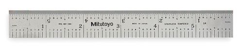 NEW 182-103 MITUTOYO STEEL RULE 6&#034; (5R) SATIN CHROME FINISH TEMPERADED SS