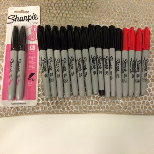 Lot of 18 NEW Sharpie Fine &amp; Ultra Fine Point Permanent Markers Black &amp; Red