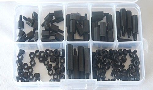 M3 nylon black hex m-f spacers/ screws/ nuts assorted kit, standoff #m1550 ql for sale