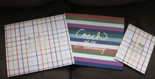 COACH set of 3 PAPER BAGS - Legacy Anniversary and Plaid - EUC
