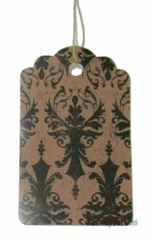 200 pc Scallop Damask Distressed Merchandise Garment Price Tags String 2x3 1/4