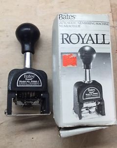 Bates ROYALL Automatic Numbering Machine RNM6-7 In Box