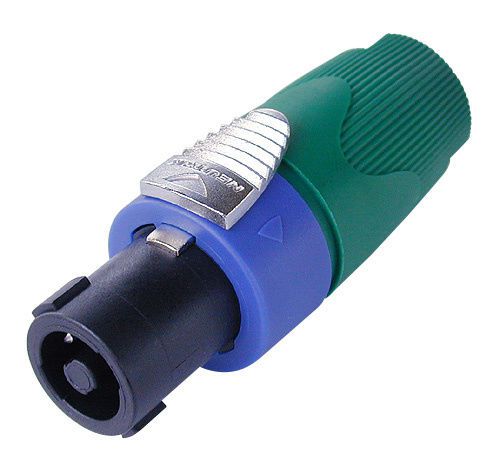 Neutrik nl4fx-5 4 pole cable connector, chuck type strain relief, green bushing. for sale