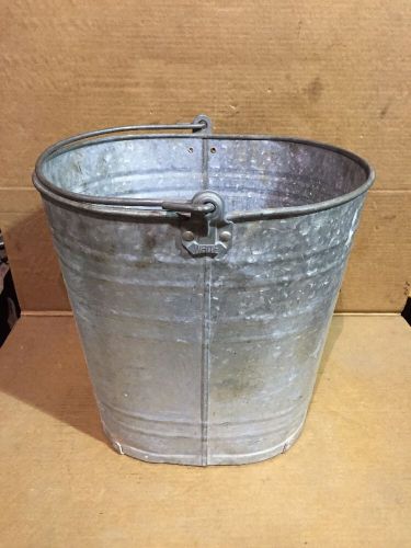Galvanized White Liquid Mop Bucket Water Vintage Retro Lawn Flower Pot Dirt Clay