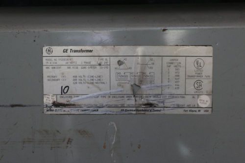 Dry transformer 480-208/120volts 75.0kva 60hertz 3phase general electric ge for sale