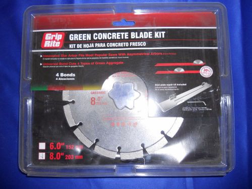 Grip Rite 8&#034; Green Concrete Diamond Saw Blade Kit Wet/Dry w/repair kit A0259