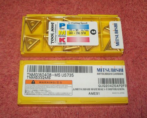 Mitsubishi   carbide  inserts    tnmg 332 ms   grade  us735   sealed  pack of 10 for sale