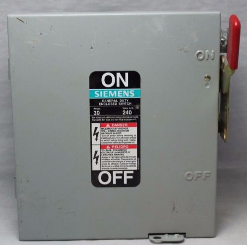 Siemens gf321n 30 amp 240-volt three-pole indoor fusible safety switch for sale