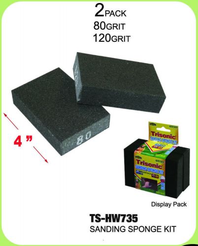2pc sanding sponges sets 80 &amp; 120 grit wood metal wall sponge set sand craft new for sale