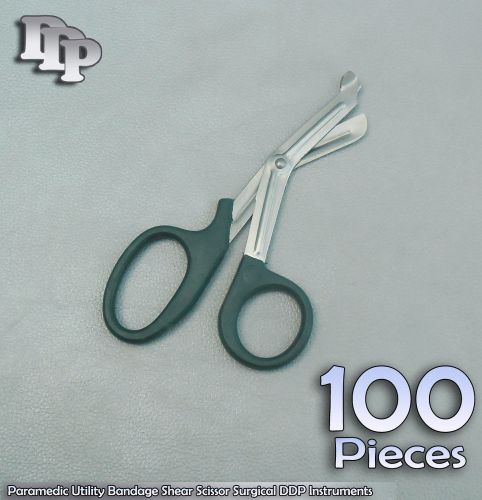 100 Paramedic Utility Bandage Shear Scissor 5.5&#034; Dark Green Handle Surgical Inst