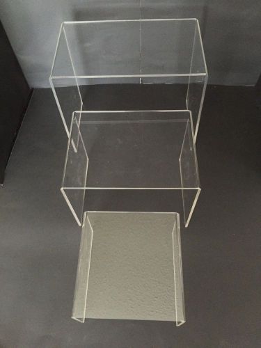 Set of 3 Acrylic Plastic Clear Riser Stand To Display 6&#034; 8&#034; 10&#034; Fixtures Jewelry