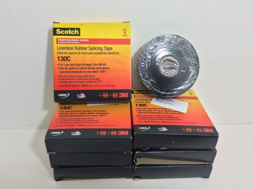 (7) NEW! SCOTCH ROLLS OF LINERLESS RUBBER SPLICING TAPE 130C 1&#034; X 30 FT X .030&#034;