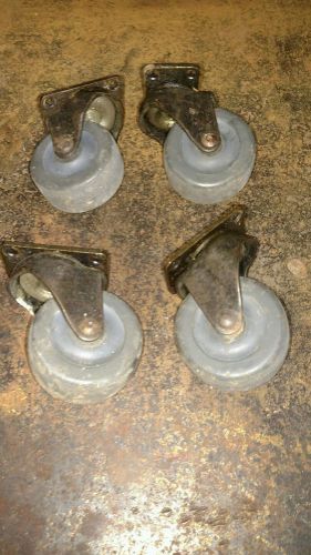 Vintage Set of 4 Bassick Caster Wheels Industrial