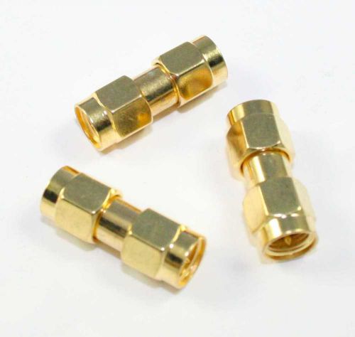 Sma m-m gold coated barrel connector - lot of 3 (ca910b) for sale