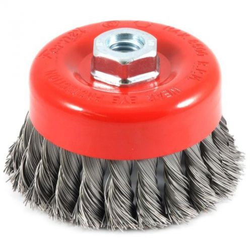 4&#034;X.020&#034; Wire Cup Brush, Knotted With 5/8&#034;-11 Threaded Arbor Forney 72753