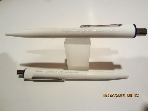 2 schneider k3 biodegradable ballpoint pen- white/blue- medium refill blue for sale