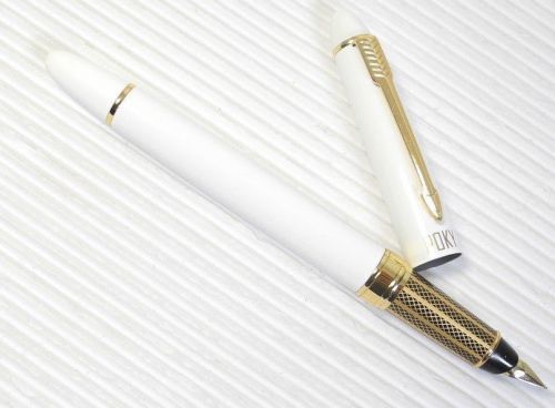 free shipping POKY F 850 Fountain Pen WHITE free 5 POKY cartridges BLACK ink