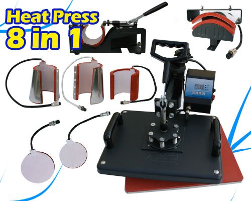 Heat Press Machine 8 in 1 Swing Away T Shirt Mug Hat Cap Sublimation Transfer