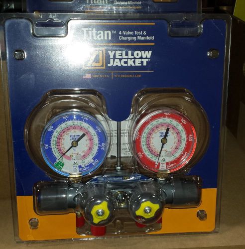 Yellow jacket 49963 titan 4-valve manifold gauge no hoses - damaged package!!! for sale