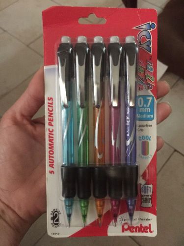 Pentel Icy Razzle-Dazzle Automatic Pencil, 0.7mm, Assorted Barrels, 5 Pack 13257