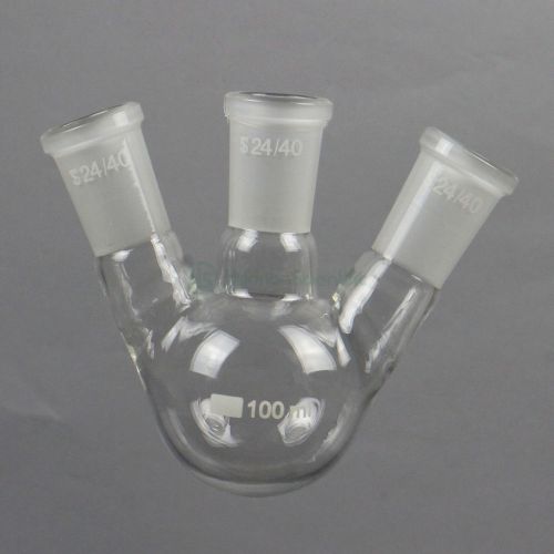 100mL , 24/40 Joint, Round Bottom Flask, 3-neck, Three Neck Lab Glassware
