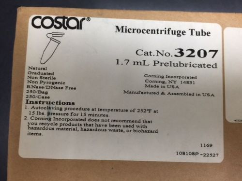 Costar microcentrifuge tube 1.7ml prelubricated cat#3207 for sale