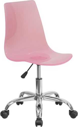 CONTEMPORARY TRANSPARENT PINK  ACRYLIC TASK CHAIR WITH CHROME BASE