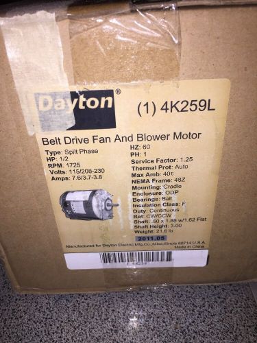 Dayton belt drive fan &amp; blower motor 4k259l 1/2 hp for sale