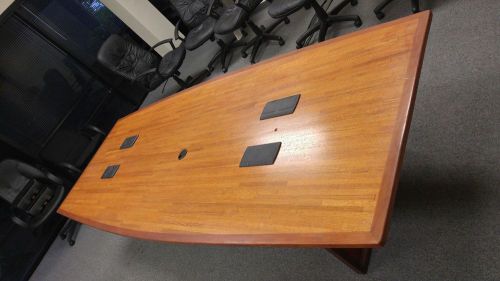 Wood Conference Table - Boat Shaped Meeting Table Used Wt. Free Chairs