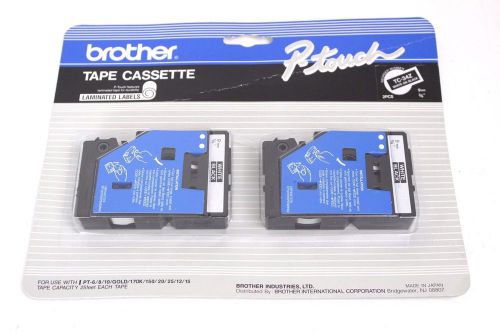 Brother 3/8 Inch x 25 Feet White On Black P-Touch Label Printer 2 Pack - TC34Z