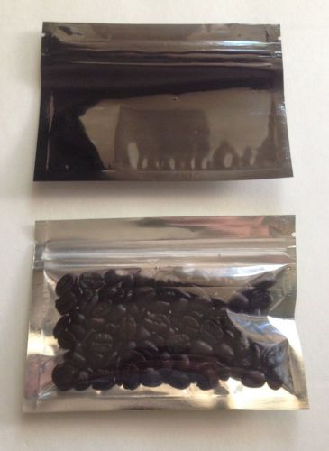 100 black/clear (5x3.5) horizontal foil pouches, mylar ziplock bags, smell proof for sale