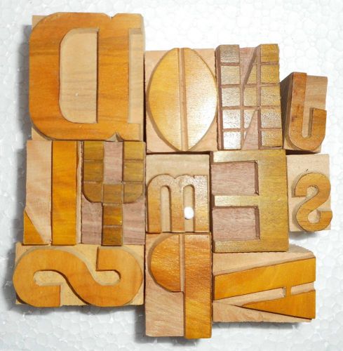 Letterpress Letter Wood Type Printers Block &#034; Lot Of 12 &#034; Typography.In934