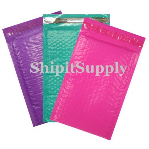 3-500 #000 ( Pink Purple &amp; Teal ) Combo Color Bubble Padded Mailers  4 X 8