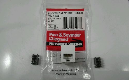 Pass &amp; Seymour Smooth CAT 5E Jack S58-W 8 POS/ 8 WIRE white  568A &amp; 568B New