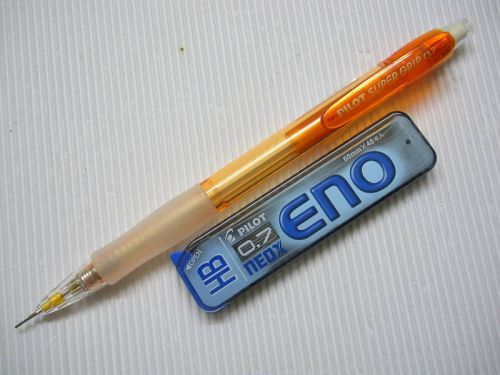 2pcs pilot h-187n  0.7mm mechanical pencil free 0.7 hb leads clear orange(japan) for sale
