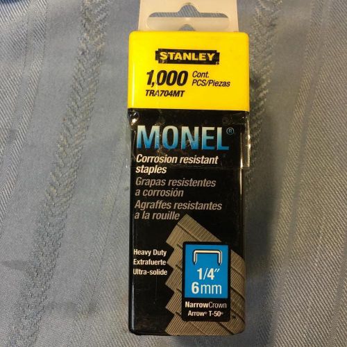 Stanley staples 1000 ct 1/4&#034; 6mm tra704mt monel corrosion resistant lot of 4