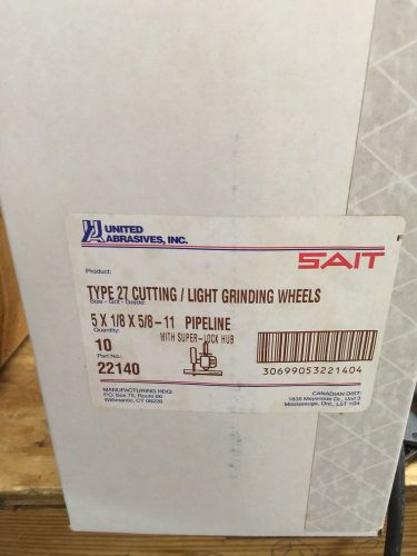 Sait 22140 5&#034;X1/8&#034;X5/8&#034;-11 Pipeline Grinding Wheels Case Of 10 Disks