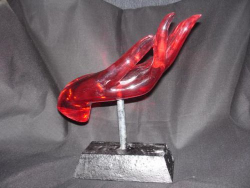 Red acrylic jewelry display hands/ pedestal bases set of 2 different positions for sale