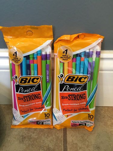 LOT OF 20 BIC XTRA EXTRA STRONG MECHANICAL #2 PENCILS, THICK POINT, 0.9 MM