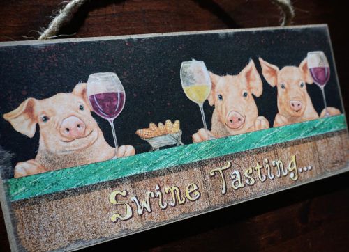 SWINE TASTING Rustic Country Pigs Red Wine Cellar Bar Tavern Home Decor Sign NEW